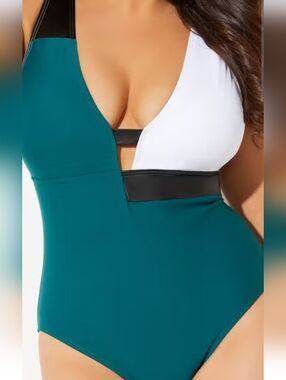 Gabifresh X Swimsuits For All Dark Teal/white With Faux Leather Size XXL